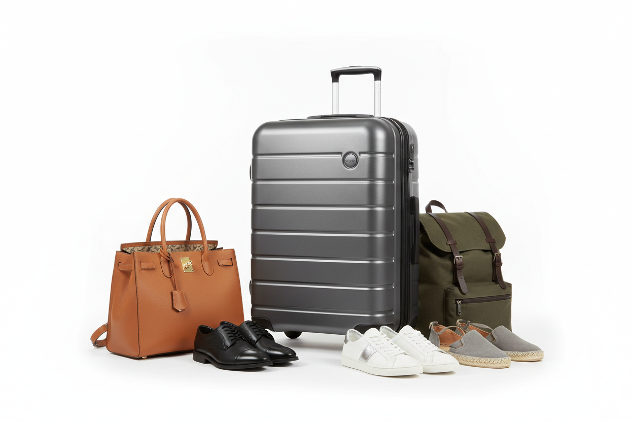 Suitcases, bags and shoes