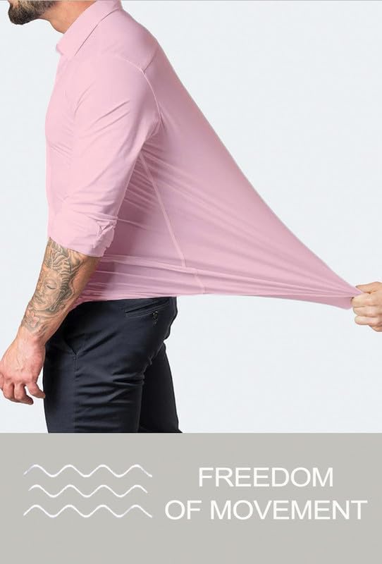 BEILU Stretch Mens Slim Fit Dress Shirts Formal Long Sleeve Button Down Shirts