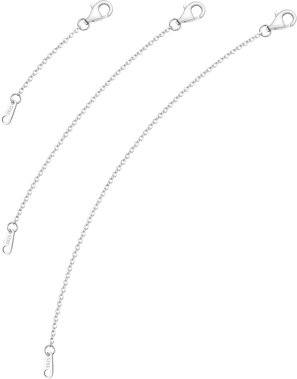 925 Sterling Silver Necklace Extender Sterling Silver Necklace Chain Extenders for Necklaces 2", 3", 4" Inches