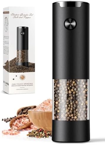 Electric Salt and Pepper Grinder Set Automatic Battery Pepper Mill Shakers Adjustable Coarseness Upgraded Larger Capacity with Led Home and Kitchen Appliances for New House Warming Gifts