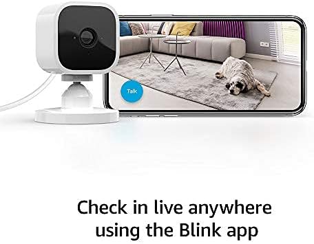 Blink Mini - Compact indoor plug-in smart security camera, 1080p HD video, night vision, motion detection, two-way audio, easy set up, Works with Alexa – 2 cameras (White)