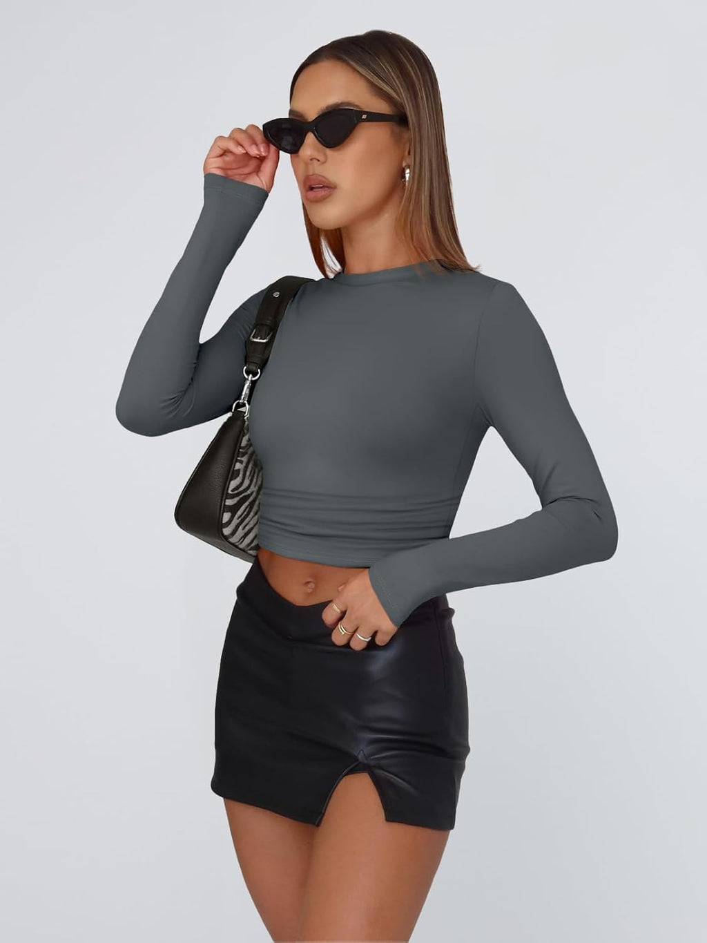 Trendy Queen Womens Long Sleeve T Shirts Fall Fashion 2025 Basic Crop Tops Going Out Outfits Y2k Clothes