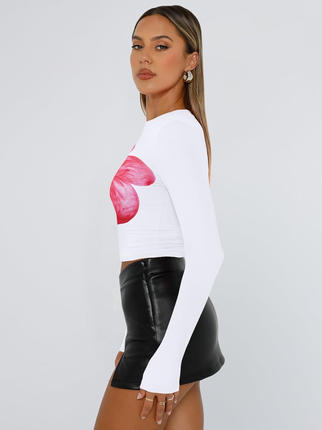 Trendy Queen Womens Long Sleeve T Shirts Fall Fashion 2025 Basic Crop Tops Going Out Outfits Y2k Clothes