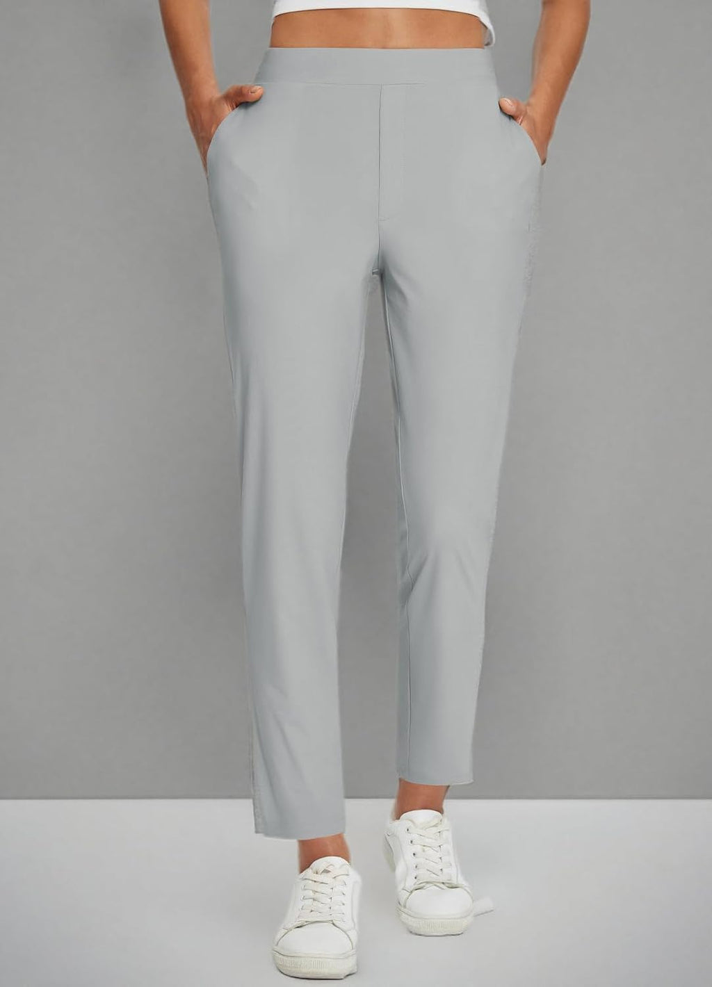 baleaf Womens Travel Pants Lightweight Stretch with Zipper Pockets Petite Ankle Dressy Golf Work Business Casual Slacks