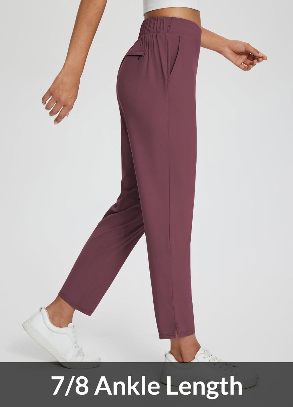 baleaf Womens Travel Pants Lightweight Stretch with Zipper Pockets Petite Ankle Dressy Golf Work Business Casual Slacks