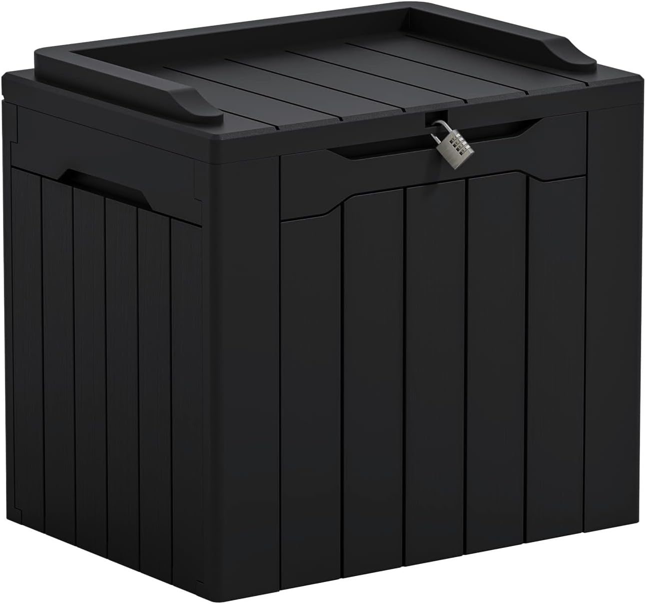 Greesum 31 Gallon Resin Deck Box Large Outdoor Storage for Patio Furniture, Garden Tools, Pool Supplies, Weatherproof and UV Resistant, Lockable, Dark Black