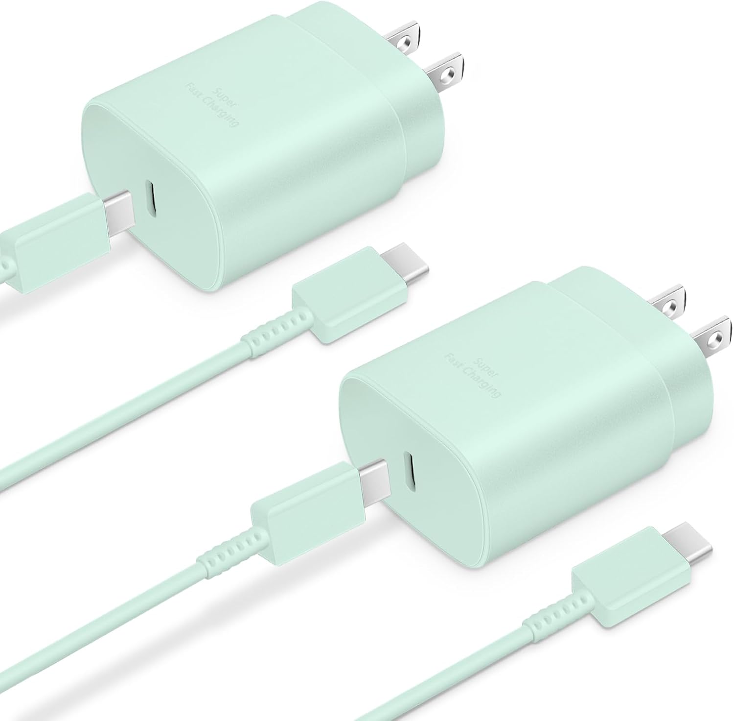 Type C Charger, 2-Pack 25W Type C Fast Charging Block with 6ft USB C Charger Cable Compatible with Galaxy S25 S24 S23 S22 S21+/Phone 16/16 Pro Max/15/15 Pro Max/15 Plus-Black