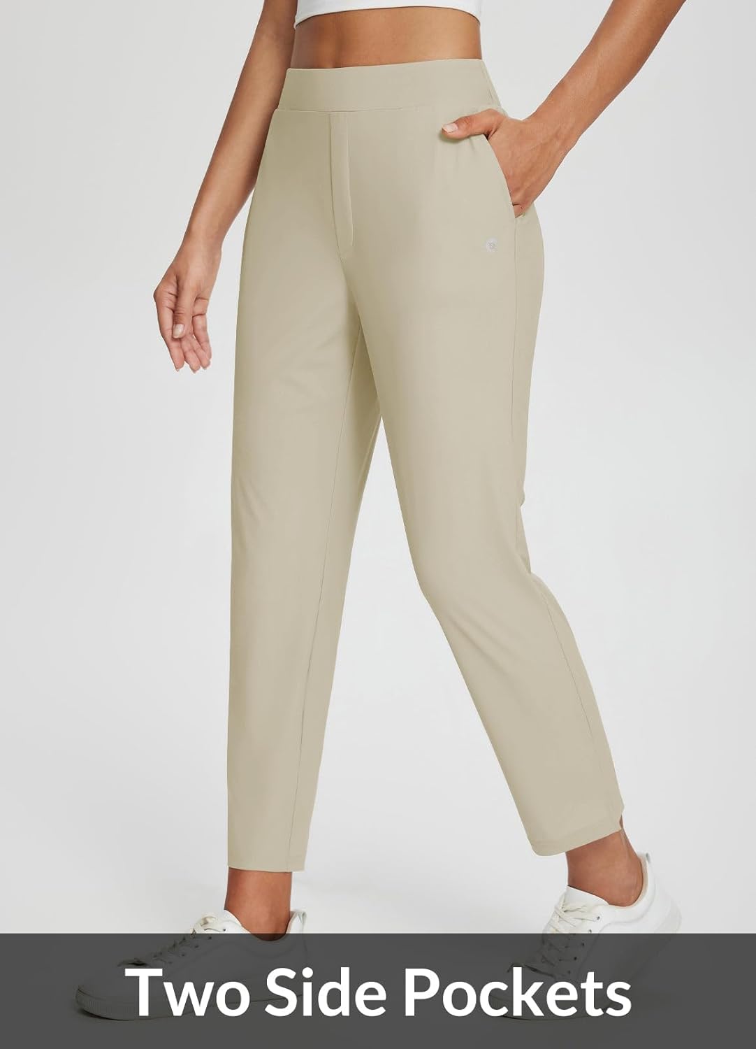 baleaf Womens Travel Pants Lightweight Stretch with Zipper Pockets Petite Ankle Dressy Golf Work Business Casual Slacks