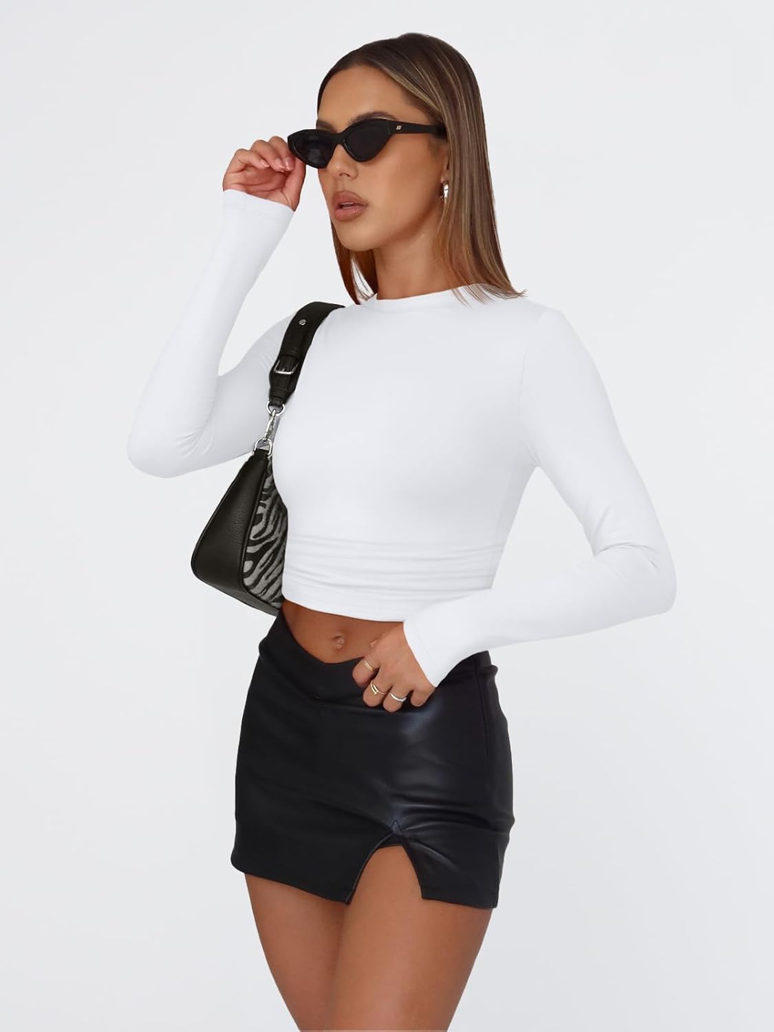 Trendy Queen Womens Long Sleeve T Shirts Fall Fashion 2025 Basic Crop Tops Going Out Outfits Y2k Clothes