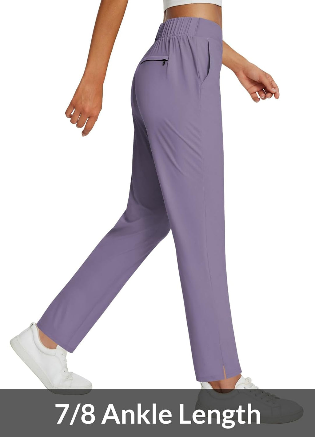 baleaf Womens Travel Pants Lightweight Stretch with Zipper Pockets Petite Ankle Dressy Golf Work Business Casual Slacks