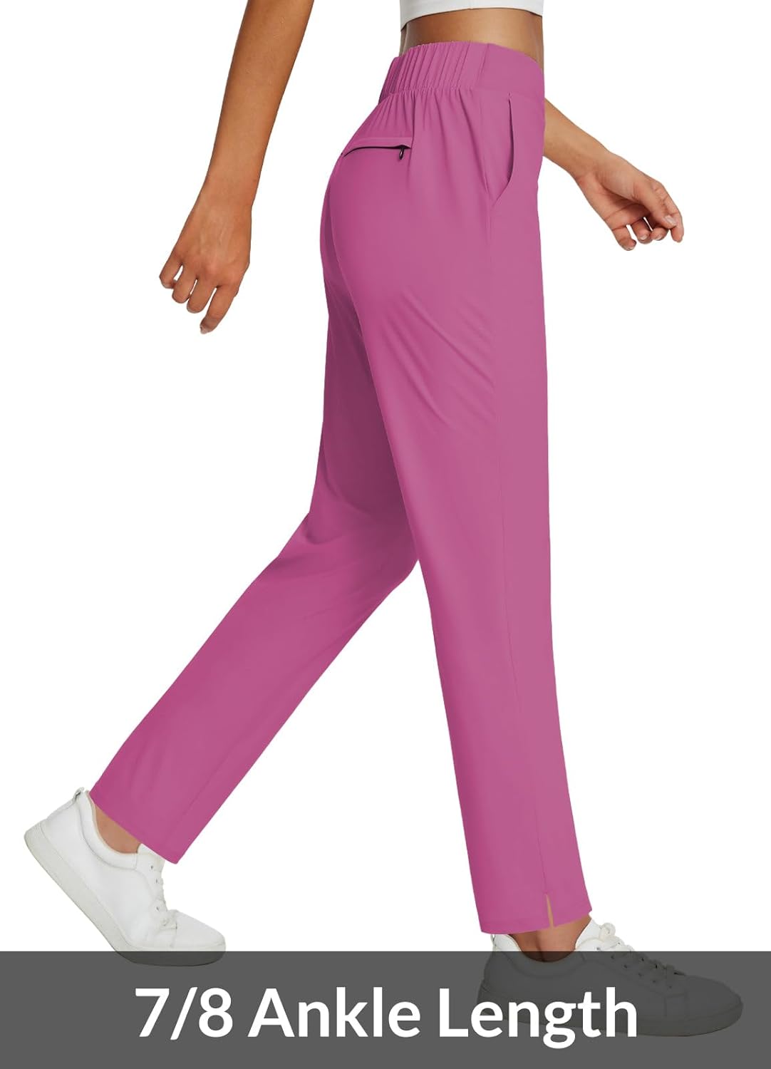 baleaf Womens Travel Pants Lightweight Stretch with Zipper Pockets Petite Ankle Dressy Golf Work Business Casual Slacks