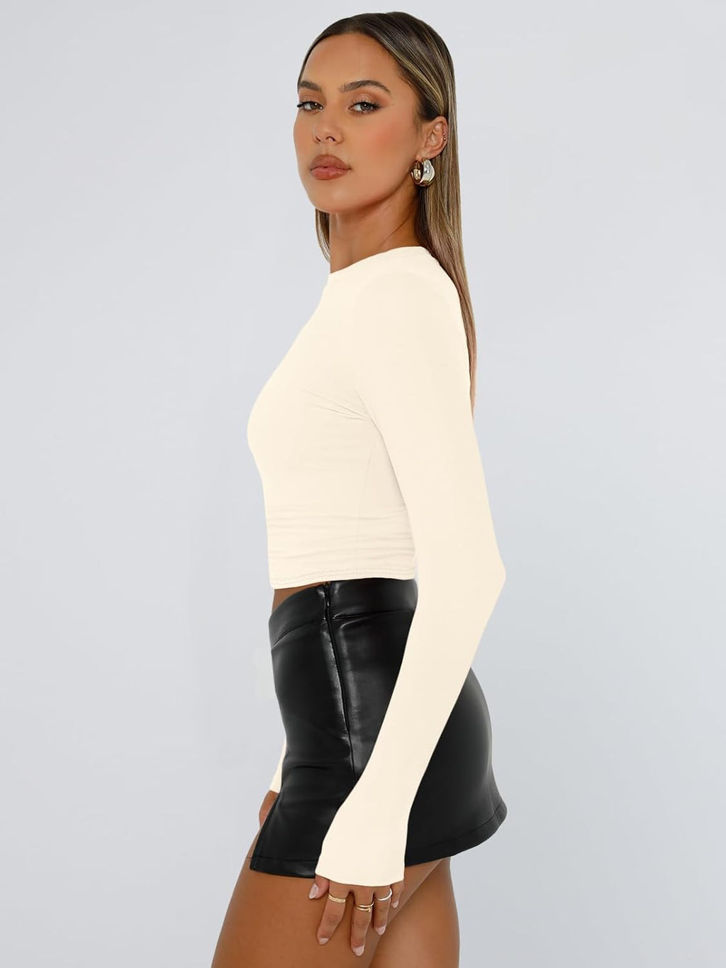 Trendy Queen Womens Long Sleeve T Shirts Fall Fashion 2025 Basic Crop Tops Going Out Outfits Y2k Clothes