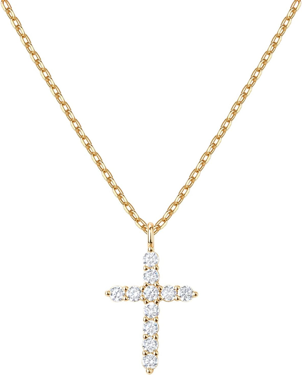 PAVOI 14K Gold Plated Cubic Zirconia Cross Necklace for Women | Cross Faith Pendant Necklaces