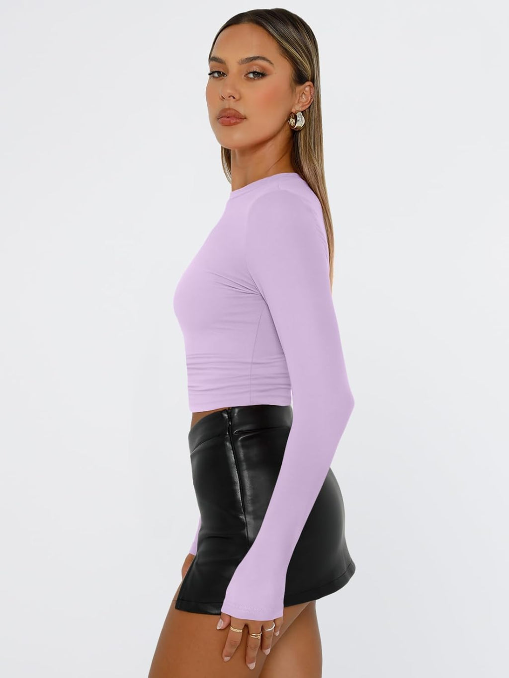 Trendy Queen Womens Long Sleeve T Shirts Fall Fashion 2025 Basic Crop Tops Going Out Outfits Y2k Clothes