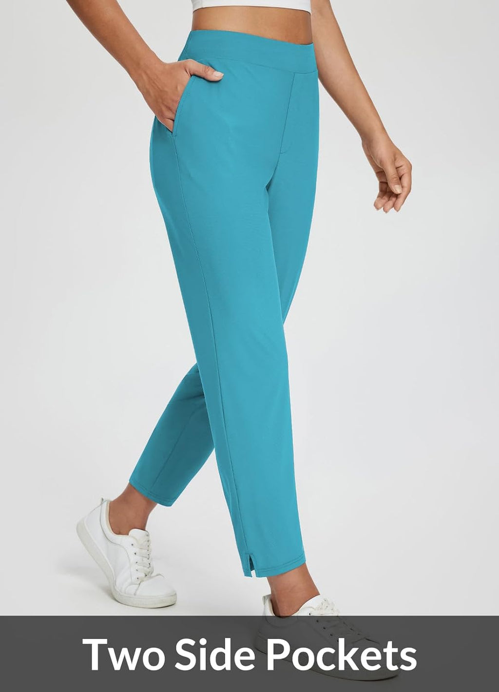 baleaf Womens Travel Pants Lightweight Stretch with Zipper Pockets Petite Ankle Dressy Golf Work Business Casual Slacks