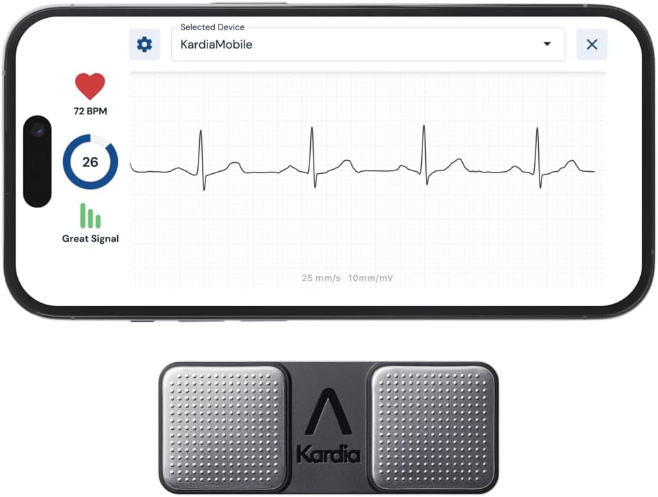 KardiaMobile 1-Lead Personal EKG Monitor – Record at Home – Detects AFib & Irregular Arrhythmias – Easy Results in 30 Seconds – Works w/Most Smartphones
