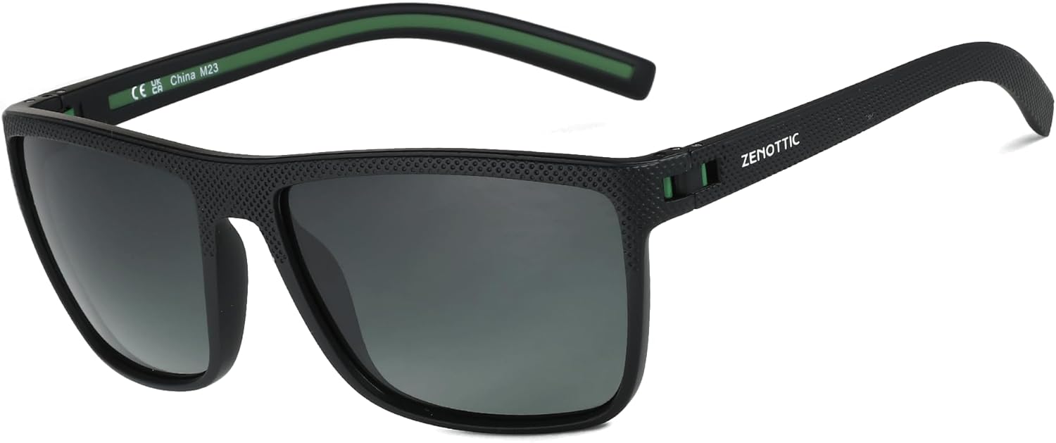 ZENOTTIC Polarized Sunglasses for Men Lightweight TR90 Frame UV400 Protection Square Sun Glasses