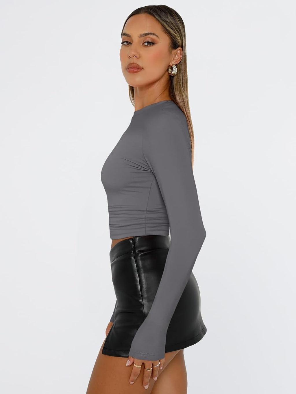 Trendy Queen Womens Long Sleeve T Shirts Fall Fashion 2025 Basic Crop Tops Going Out Outfits Y2k Clothes