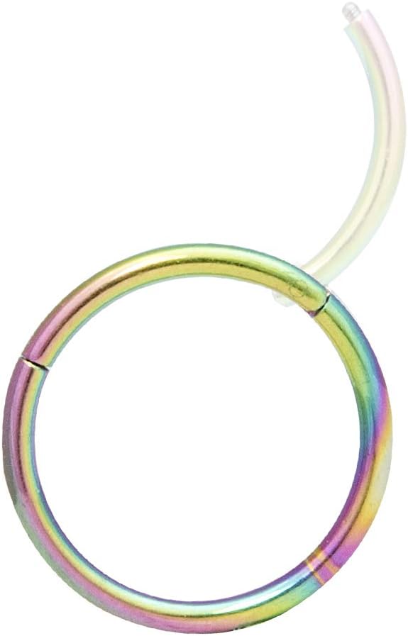 ORANGELOVE Hypoallergenic Nose Rings 20G 18G 16G 14G 12G 10G 8G 316l Surgical Steel Septum Jewelry Hinged Segment Ring Body Piercing Nose Hoop Lip Rings Nose Helix Cartilage Rook Earrings