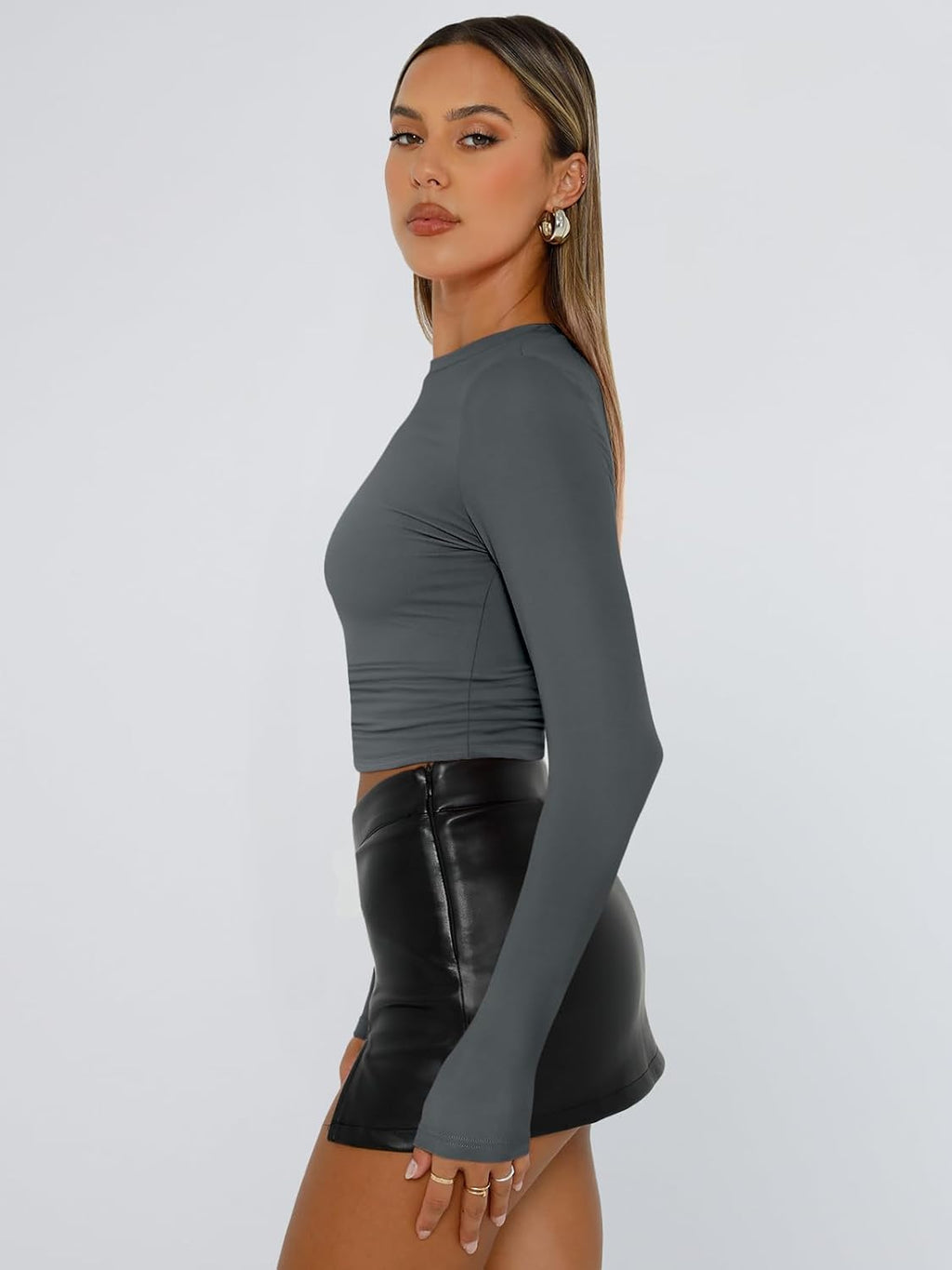 Trendy Queen Womens Long Sleeve T Shirts Fall Fashion 2025 Basic Crop Tops Going Out Outfits Y2k Clothes