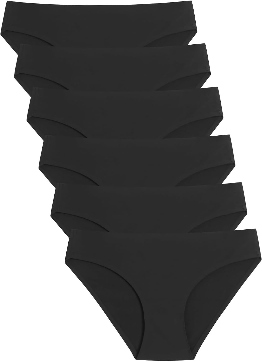 Caterlove Women's Seamless Underwear No Show Stretch Bikini Panties Silky Invisible Hipster 6 Pack