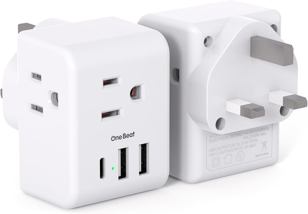 2 Pack European Travel Plug Adapter, International Power Plug Adapter with 3 Outlets 3 USB Charging Ports(1 USB C), Type C Plug Adapter Travel Essentials to Most Europe EU Spain Italy France Germany