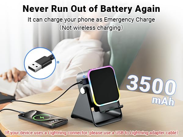 Induction Speaker with Phone Stand 5 in 1 Wireless Induction Bluetooth Audio for iPhone Android Phone Speakers Amplifier with Rechargeable Colorful Light, Birthday Gifts for Men Women Teens (Black)