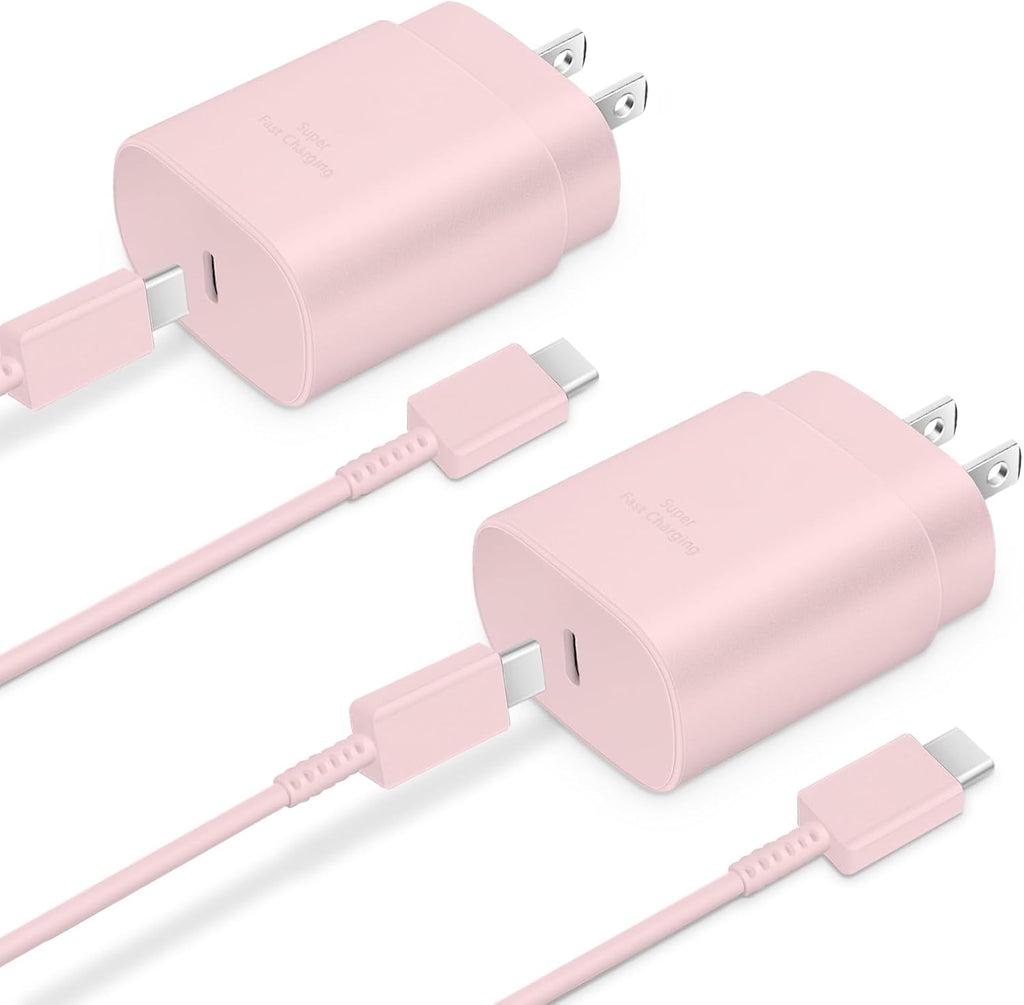 Type C Charger, 2-Pack 25W Type C Fast Charging Block with 6ft USB C Charger Cable Compatible with Galaxy S25 S24 S23 S22 S21+/Phone 16/16 Pro Max/15/15 Pro Max/15 Plus-Black
