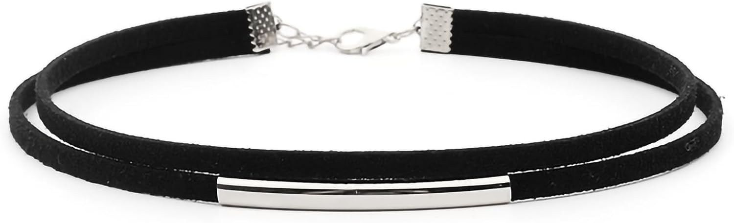 Fesciory Black Necklaces for Women, Adjustable Layered Velvet Leather Lace Collar Necklace, Goth Jewelry Gifts.