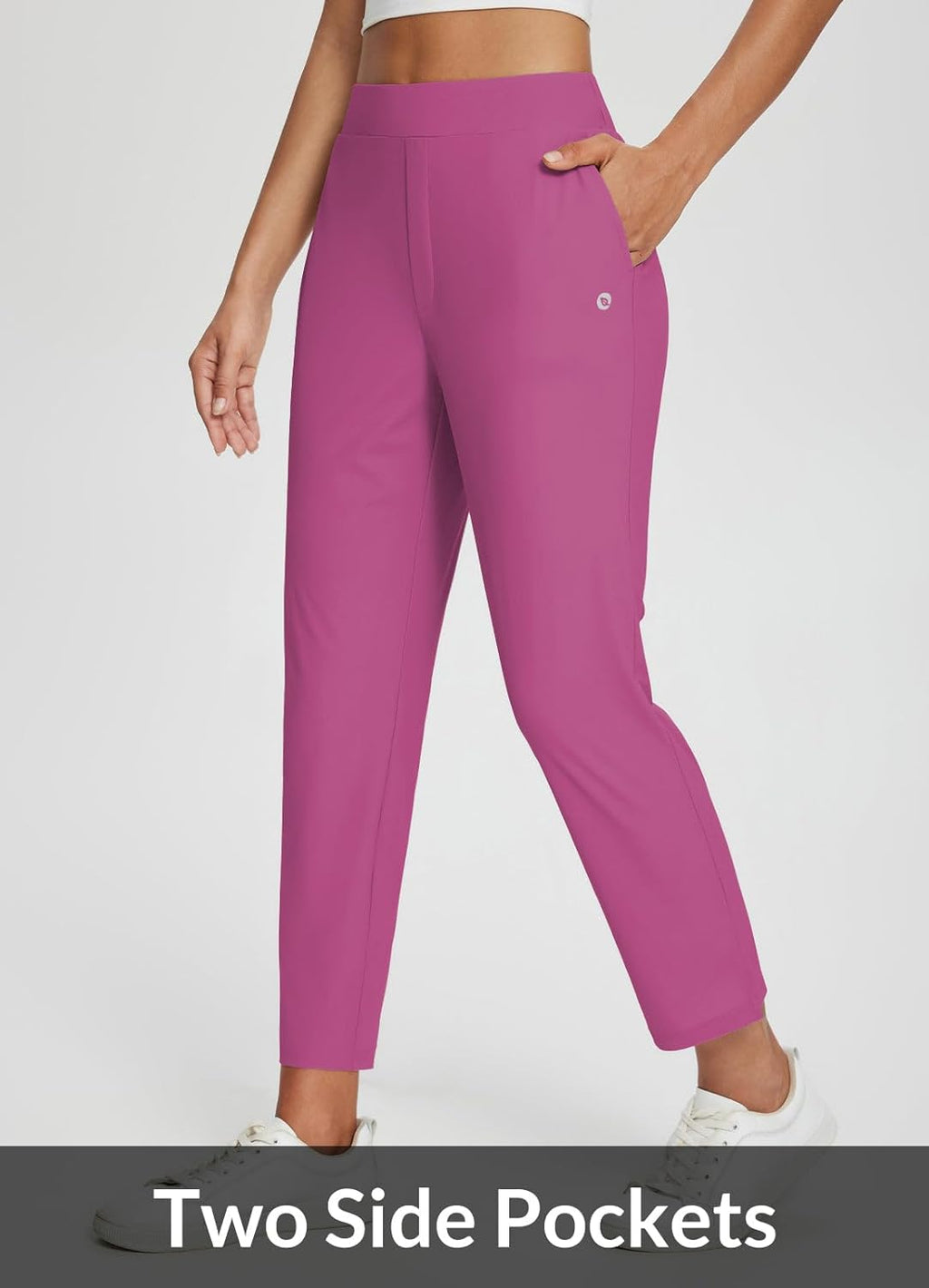 baleaf Womens Travel Pants Lightweight Stretch with Zipper Pockets Petite Ankle Dressy Golf Work Business Casual Slacks