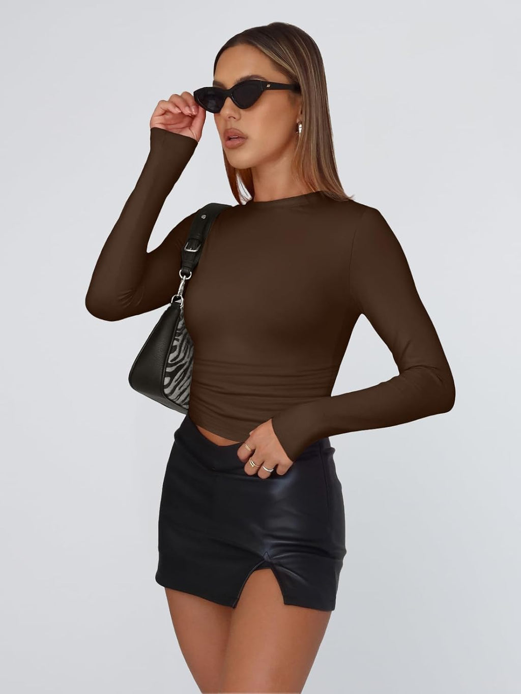 Trendy Queen Womens Long Sleeve T Shirts Fall Fashion 2025 Basic Crop Tops Going Out Outfits Y2k Clothes