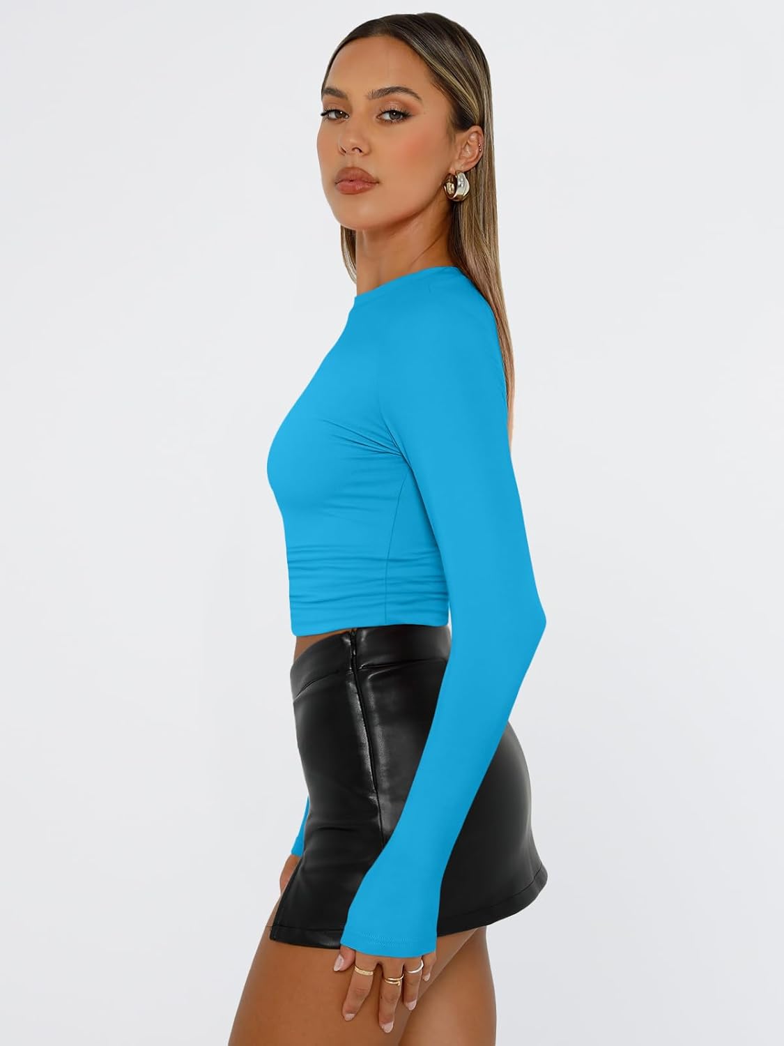 Trendy Queen Womens Long Sleeve T Shirts Fall Fashion 2025 Basic Crop Tops Going Out Outfits Y2k Clothes