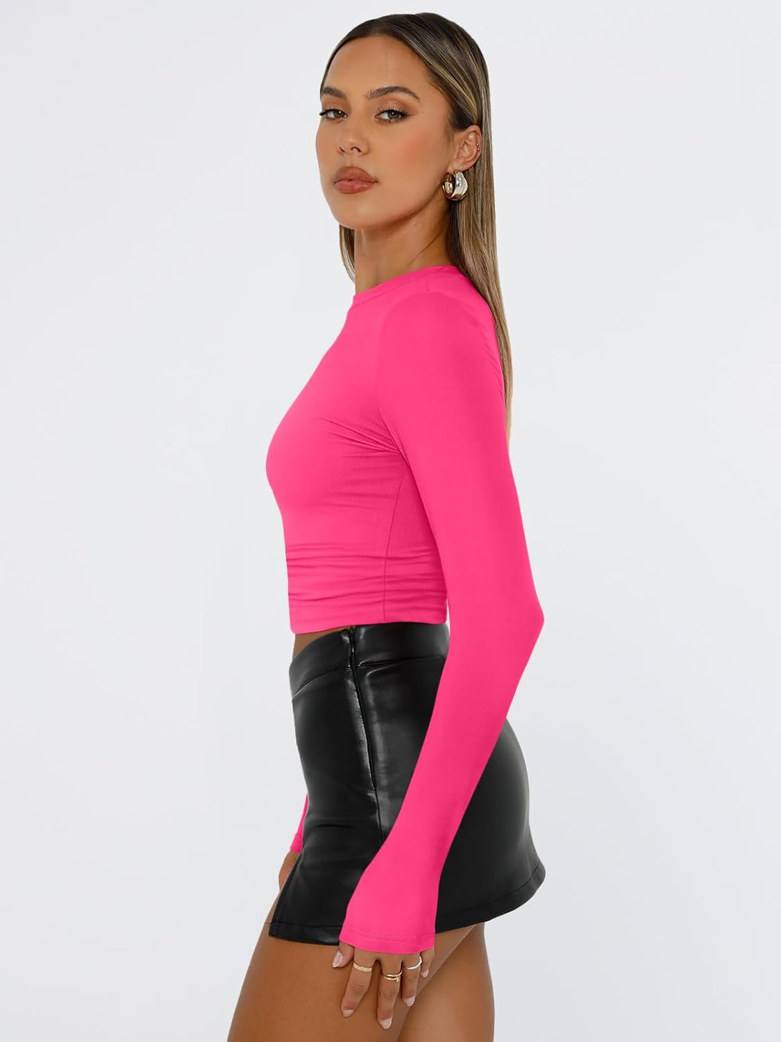 Trendy Queen Womens Long Sleeve T Shirts Fall Fashion 2025 Basic Crop Tops Going Out Outfits Y2k Clothes