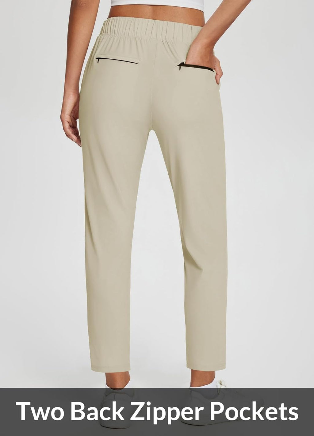 baleaf Womens Travel Pants Lightweight Stretch with Zipper Pockets Petite Ankle Dressy Golf Work Business Casual Slacks