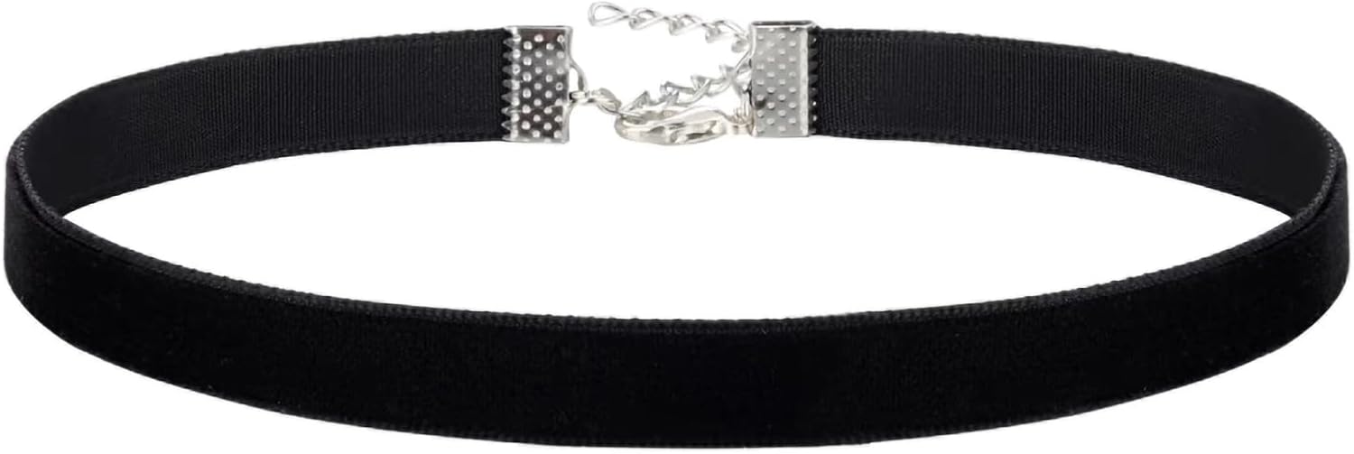 Fesciory Black Necklaces for Women, Adjustable Layered Velvet Leather Lace Collar Necklace, Goth Jewelry Gifts.