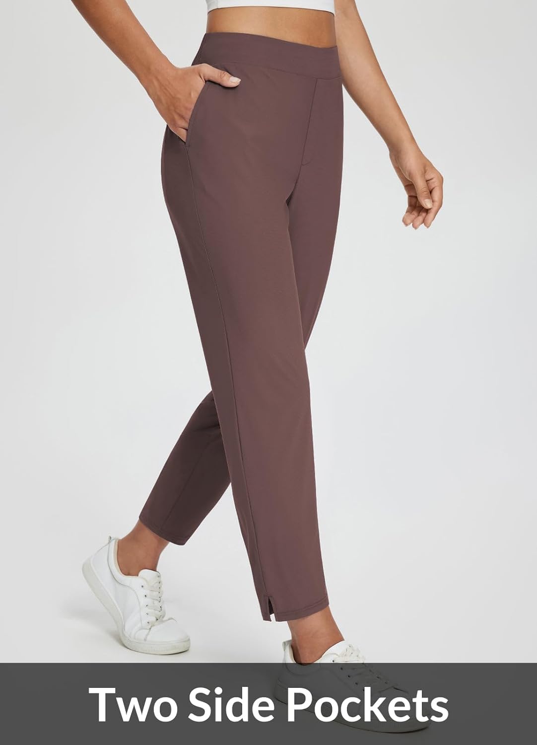 baleaf Womens Travel Pants Lightweight Stretch with Zipper Pockets Petite Ankle Dressy Golf Work Business Casual Slacks