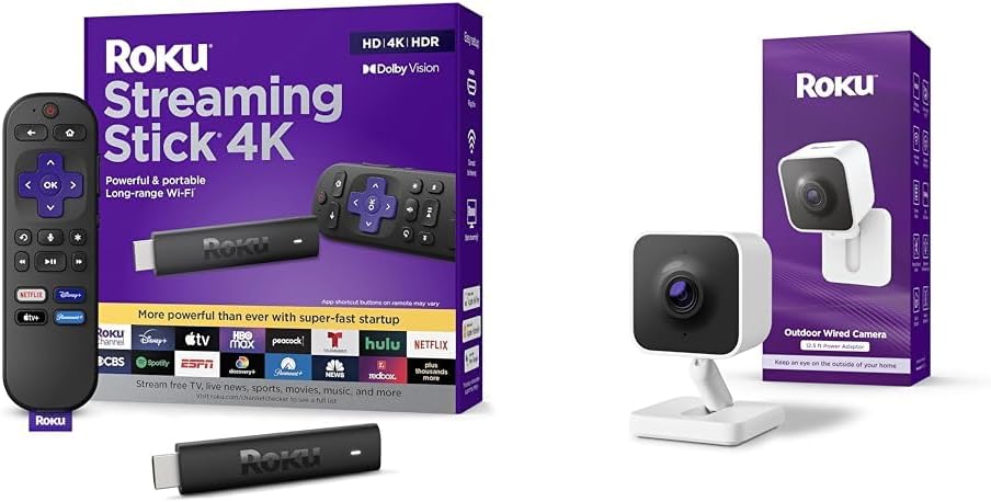Roku Streaming Stick 4K - HDR & Dolby Vision Roku Streaming Device for TV with Voice Remote & Long-Range Wi-Fi - Free & Live TV