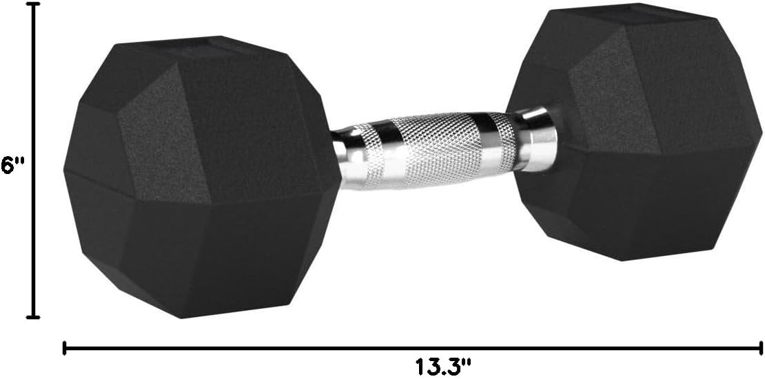 Basics Rubber Hex Dumbbell Hand Weight