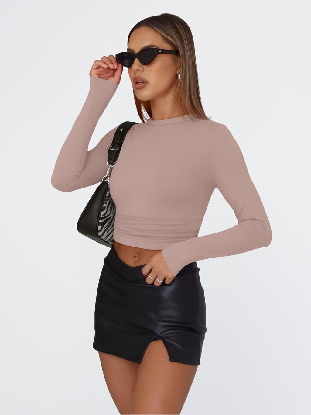 Trendy Queen Womens Long Sleeve T Shirts Fall Fashion 2025 Basic Crop Tops Going Out Outfits Y2k Clothes