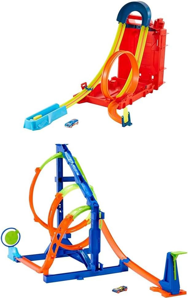 Hot Wheels Toy Car Set, Track Builder Unlimited Playset Fuel Can Stunt Box, 14 Component Parts & 1:64 Scale Vehicle