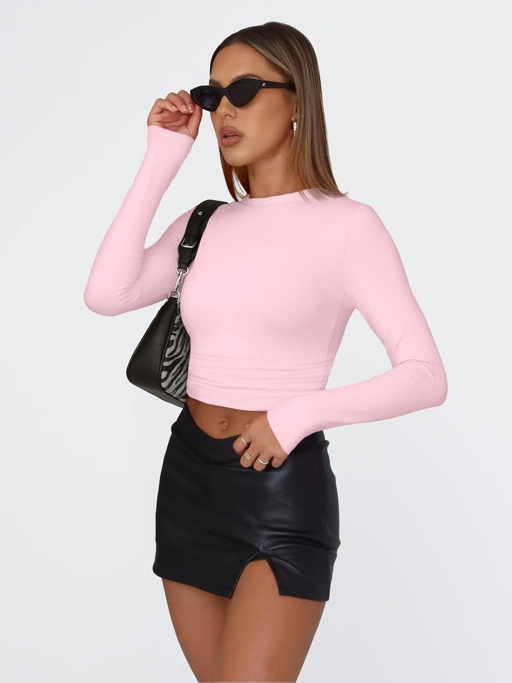 Trendy Queen Womens Long Sleeve T Shirts Fall Fashion 2025 Basic Crop Tops Going Out Outfits Y2k Clothes