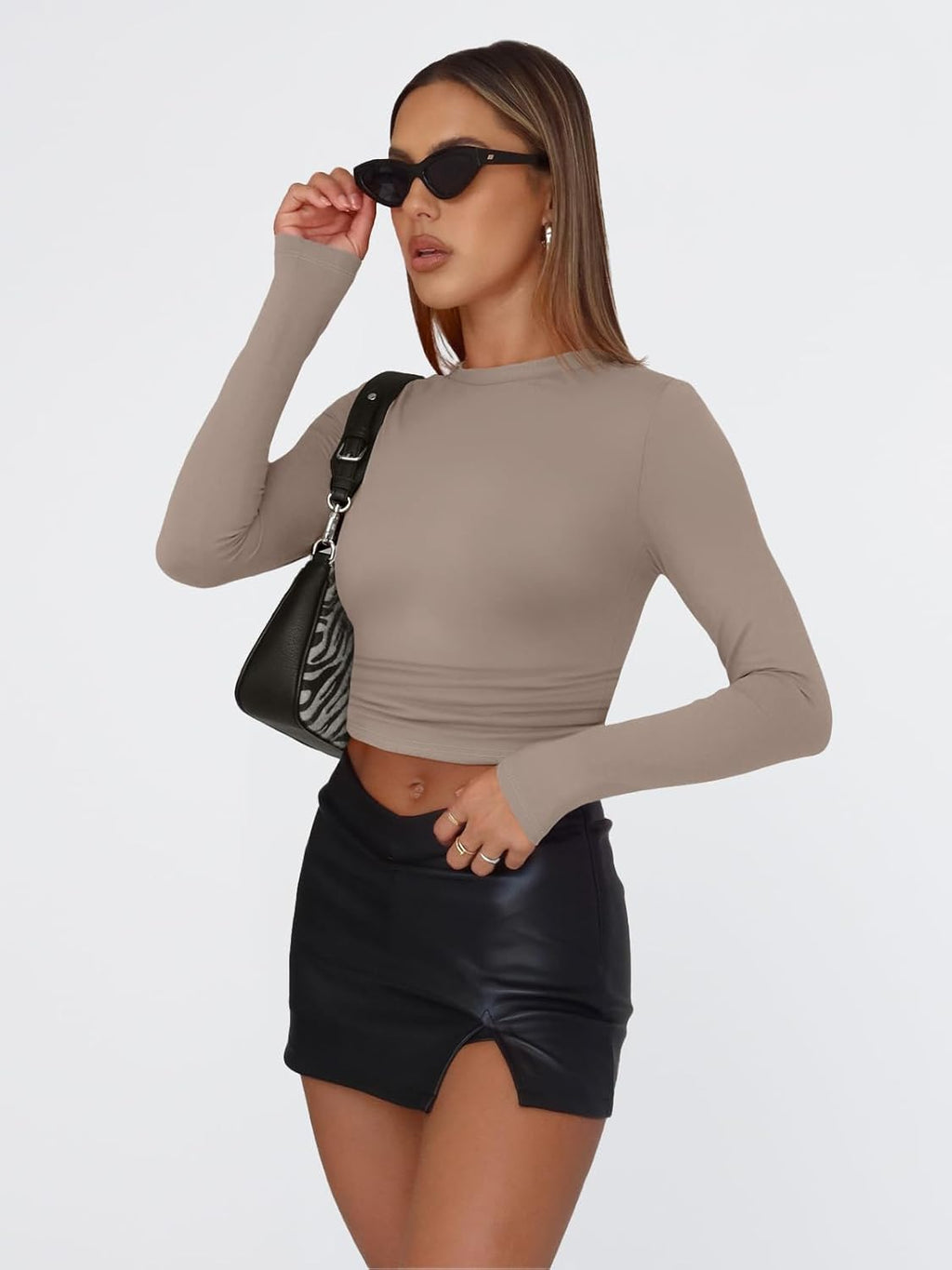 Trendy Queen Womens Long Sleeve T Shirts Fall Fashion 2025 Basic Crop Tops Going Out Outfits Y2k Clothes