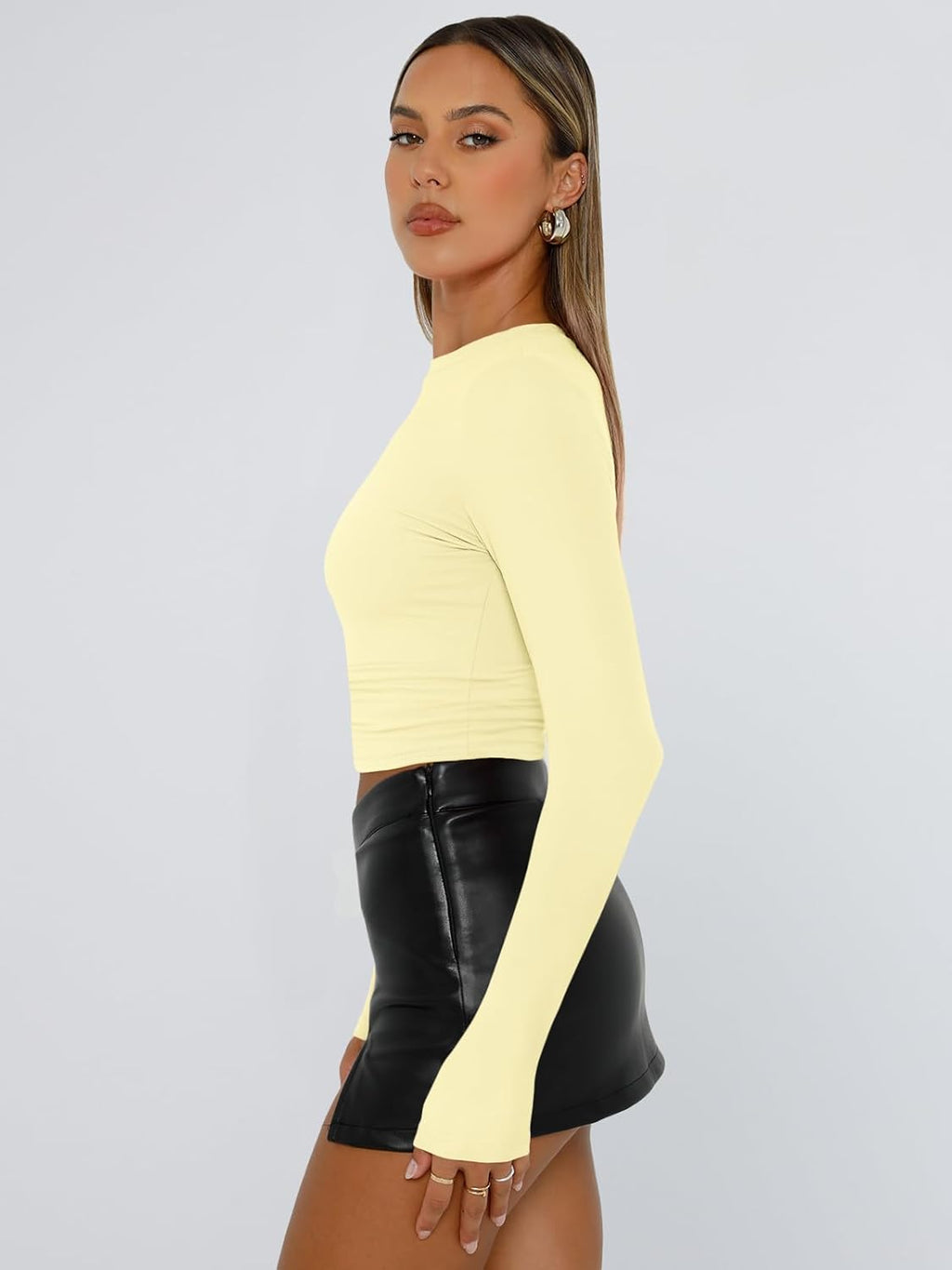 Trendy Queen Womens Long Sleeve T Shirts Fall Fashion 2025 Basic Crop Tops Going Out Outfits Y2k Clothes