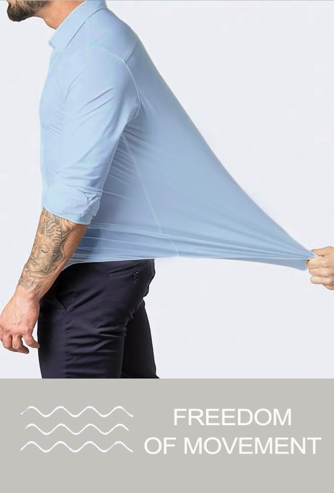 BEILU Stretch Mens Slim Fit Dress Shirts Formal Long Sleeve Button Down Shirts