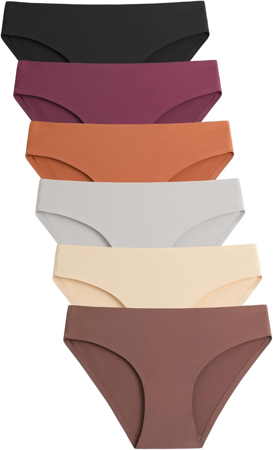 Caterlove Women's Seamless Underwear No Show Stretch Bikini Panties Silky Invisible Hipster 6 Pack