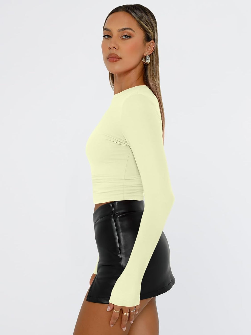 Trendy Queen Womens Long Sleeve T Shirts Fall Fashion 2025 Basic Crop Tops Going Out Outfits Y2k Clothes