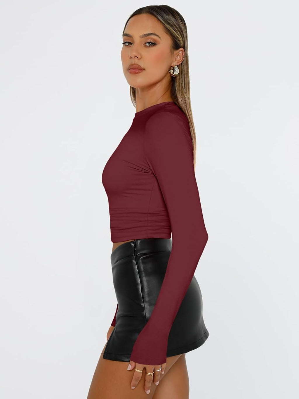 Trendy Queen Womens Long Sleeve T Shirts Fall Fashion 2025 Basic Crop Tops Going Out Outfits Y2k Clothes