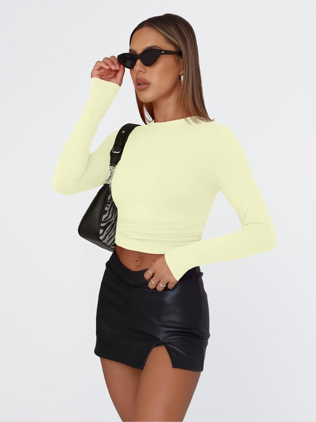 Trendy Queen Womens Long Sleeve T Shirts Fall Fashion 2025 Basic Crop Tops Going Out Outfits Y2k Clothes