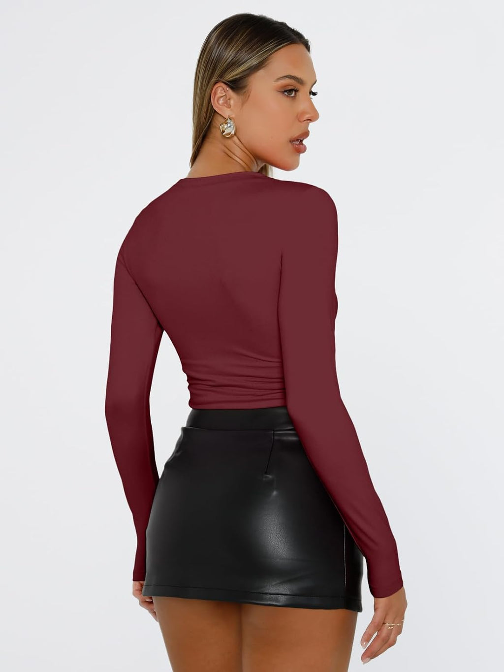 Trendy Queen Womens Long Sleeve T Shirts Fall Fashion 2025 Basic Crop Tops Going Out Outfits Y2k Clothes