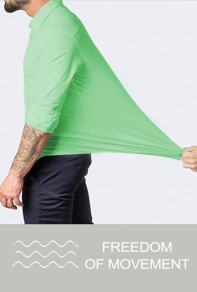 BEILU Stretch Mens Slim Fit Dress Shirts Formal Long Sleeve Button Down Shirts